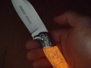 Fixed Knife Glow in the Dark with Nylon Sheath for Camping Hunting Light Absorbing Resin